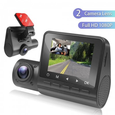跨境新款2寸双镜头行车记录仪1080P车前车内高清夜视GPS轨迹可选