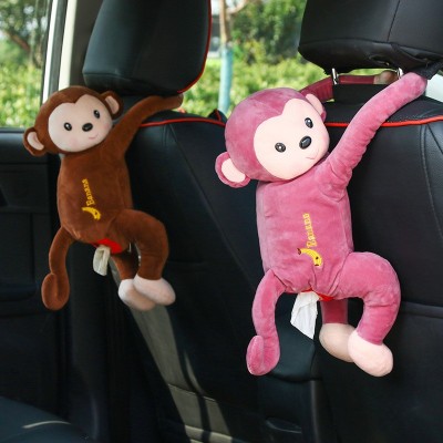 皮皮猴纸巾抽 创意猴子纸巾盒 汽车挂式卡通纸巾盒车载椅背抽纸盒
