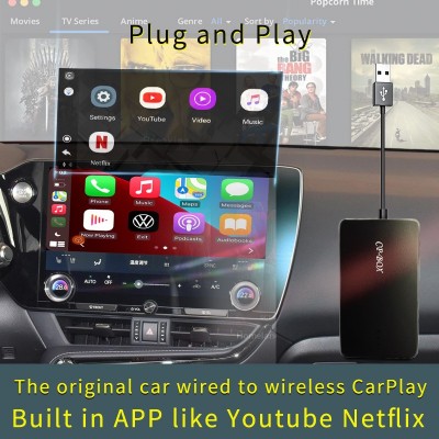 无线CarPlay盒子适用原车有线转无线安卓Android Auto车载导航USB