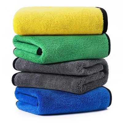 洗车毛巾擦车巾加厚吸水细纤维双色双面高密汽车清洁巾加LOGO批发