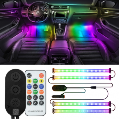 亚马逊专供汽车流水LED氛围灯APP蓝牙控制幻彩音乐灯条48MSD